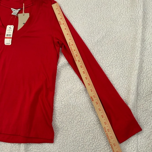 Tommy Bahama Women’s XS Kauai Jersey V-Neck Long Sleeve Tee Shirt Red New - Picture 10 of 10